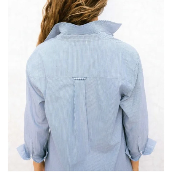 Mersea Dress Womens Medium Blue White Stripe Essential Shirt Dress - Picture 3 of 14